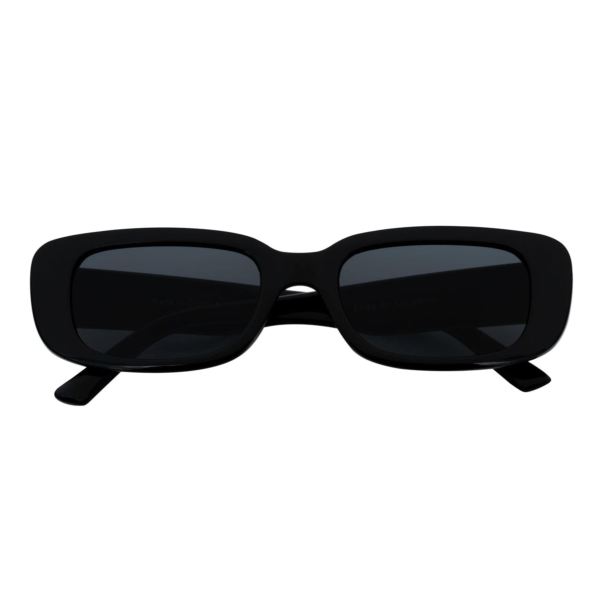 SLIM - Retro 90s Slim Small Rectangle Sunglasses Gloss Black Smoke Tint