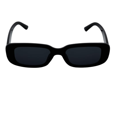 SLIM - Retro 90s Slim Small Rectangle Sunglasses Gloss Black Smoke Tint