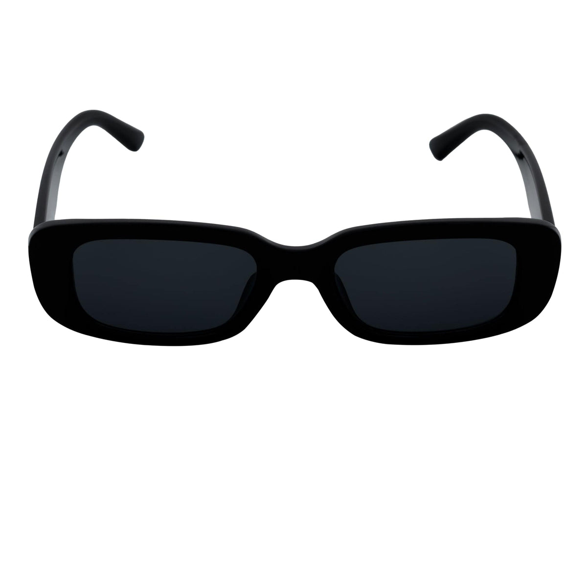 SLIM - Retro 90s Slim Small Rectangle Sunglasses Gloss Black Smoke Tint