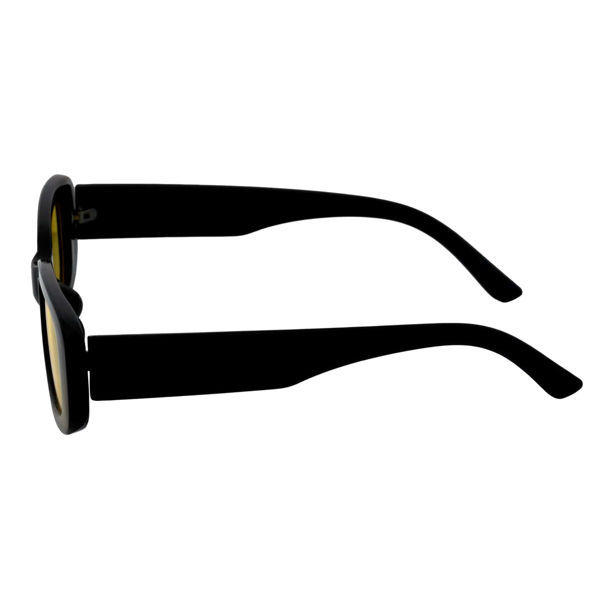 SLIM - Retro 90s Slim Rectangle Sunglasses Black Yellow Night Driving Lens