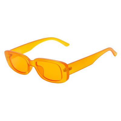 SLIM - Retro 90s Slim Small Rectangle Sunglasses Orange Frame Orange Lens