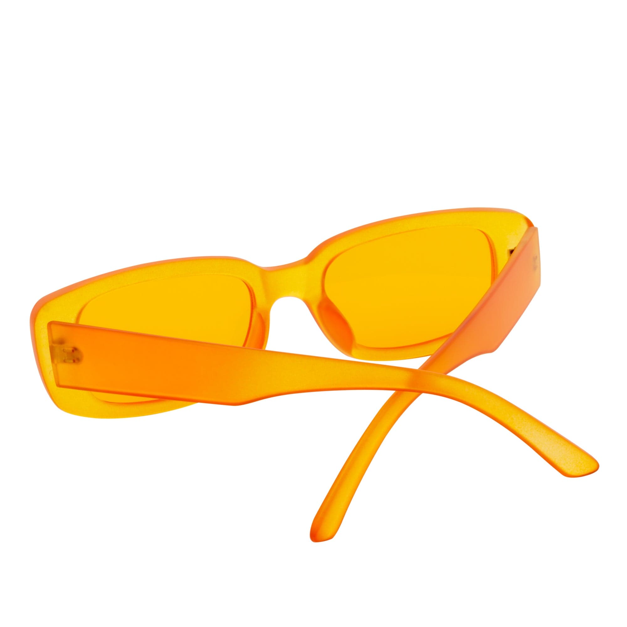 SLIM - Retro 90s Slim Small Rectangle Sunglasses Orange Frame Orange Lens