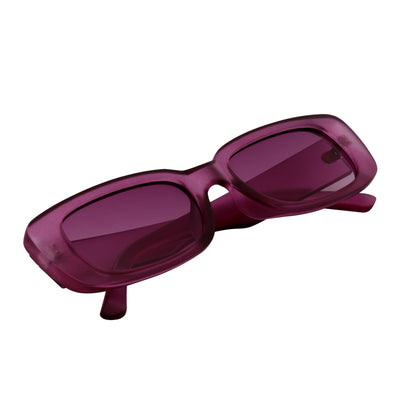 SLIM - Retro 90s Slim Small Rectangle Sunglasses Purple Frame Purple Tint