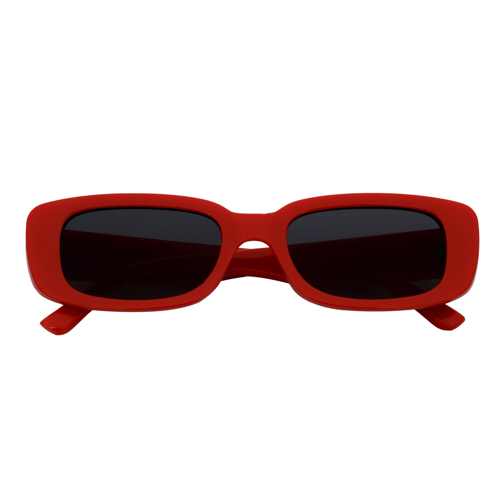 SLIM - Retro 90s Slim Small Rectangle Sunglasses Red Smoke Tint
