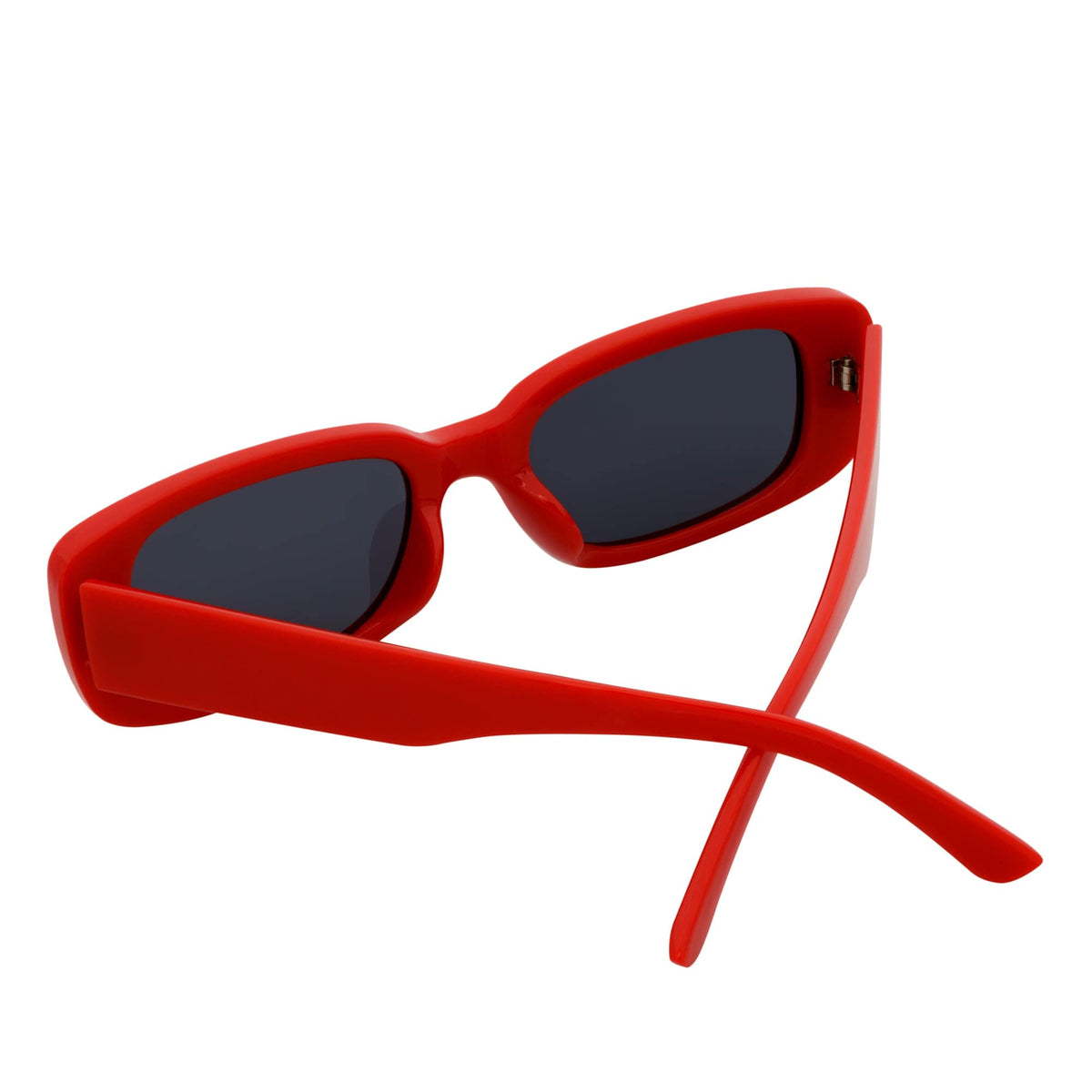 SLIM - Retro 90s Slim Small Rectangle Sunglasses Red Smoke Tint