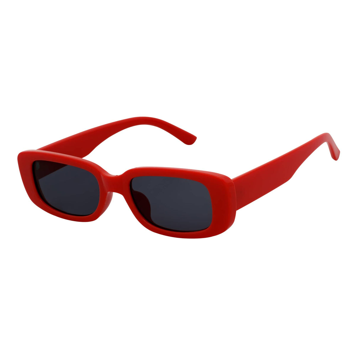 SLIM - Retro 90s Slim Small Rectangle Sunglasses Red Smoke Tint