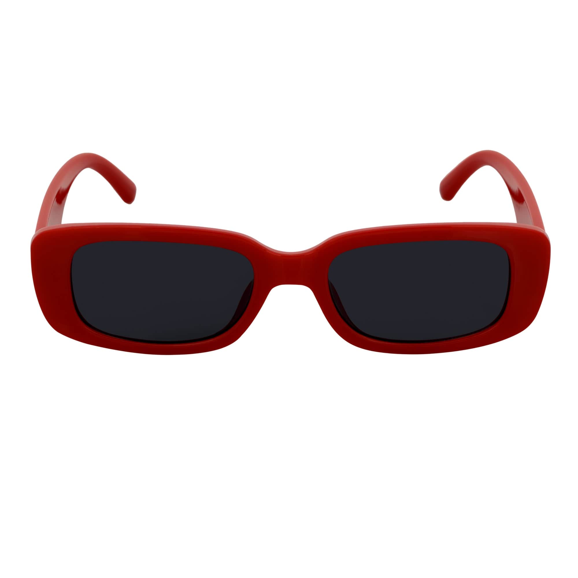 SLIM - Retro 90s Slim Small Rectangle Sunglasses Red Smoke Tint