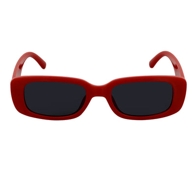 SLIM - Retro 90s Slim Small Rectangle Sunglasses Red Smoke Tint
