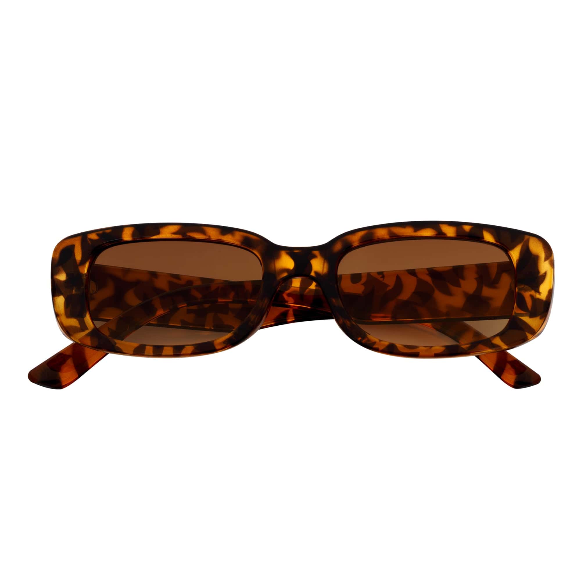 SLIM - Retro 90s Slim Small Rectangle Sunglasses Tortoise Amber Fade
