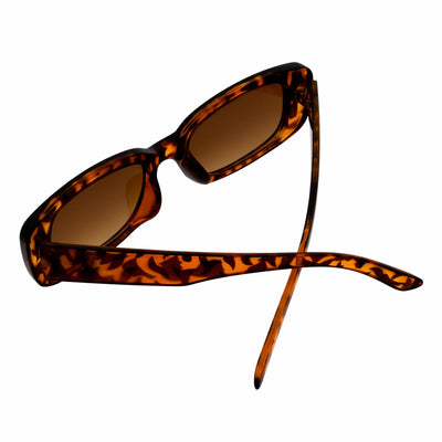 SLIM - Retro 90s Slim Small Rectangle Sunglasses Tortoise Amber Fade