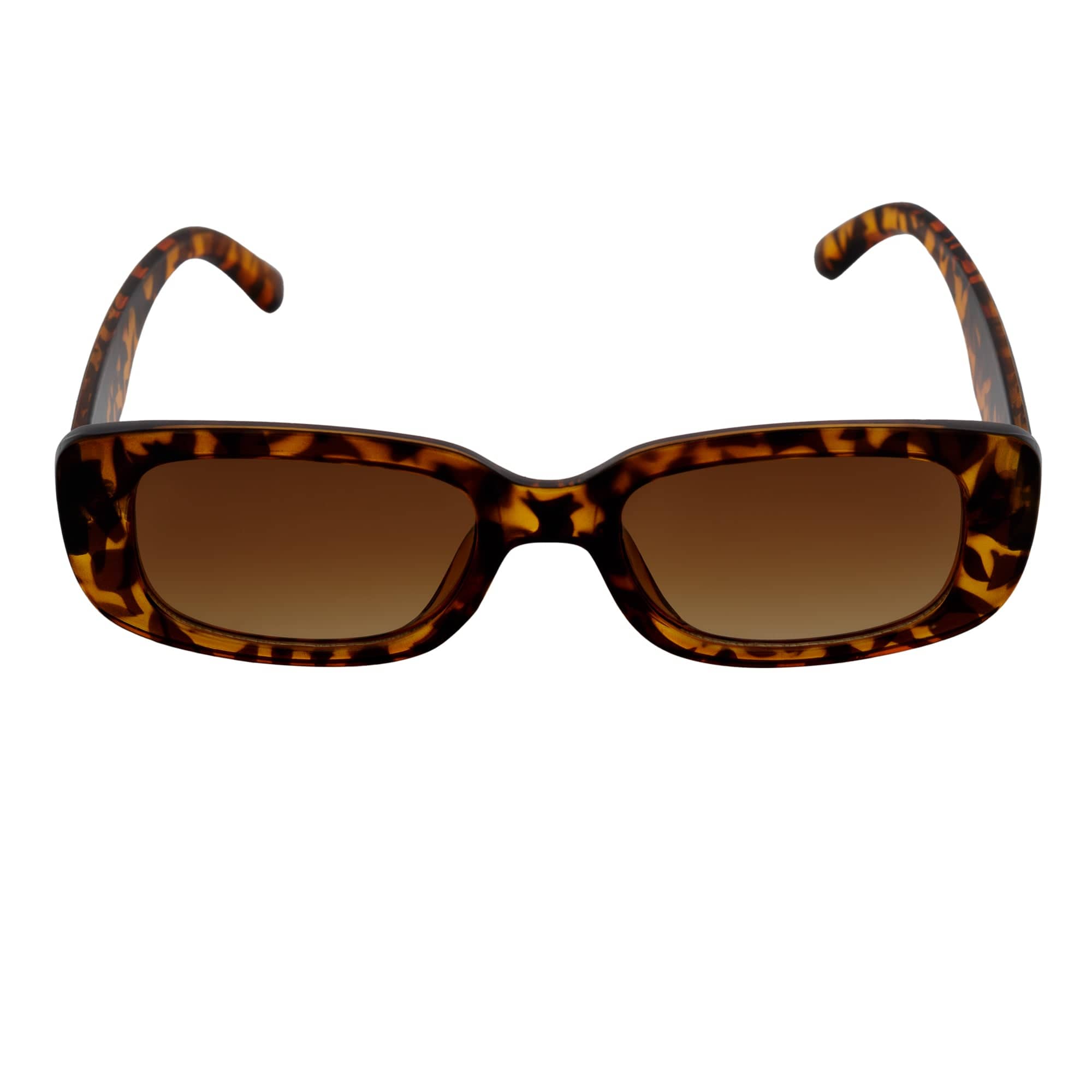 SLIM - Retro 90s Slim Small Rectangle Sunglasses Tortoise Amber Fade