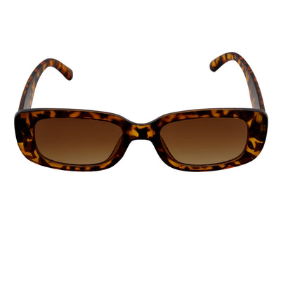 SLIM - Retro 90s Slim Small Rectangle Sunglasses Tortoise Amber Fade
