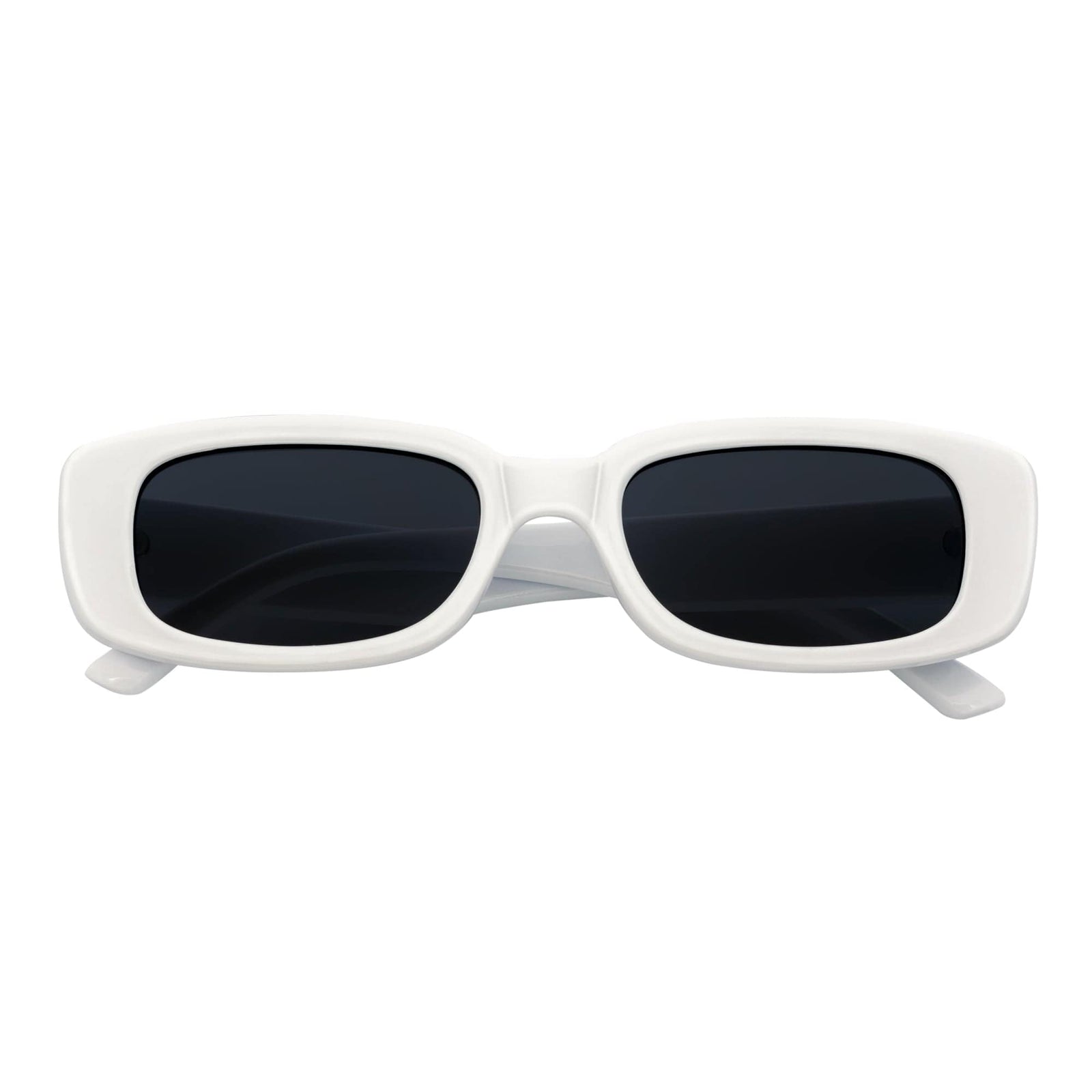 SLIM - Retro 90s Slim Small Rectangle Sunglasses White Smoke Tint