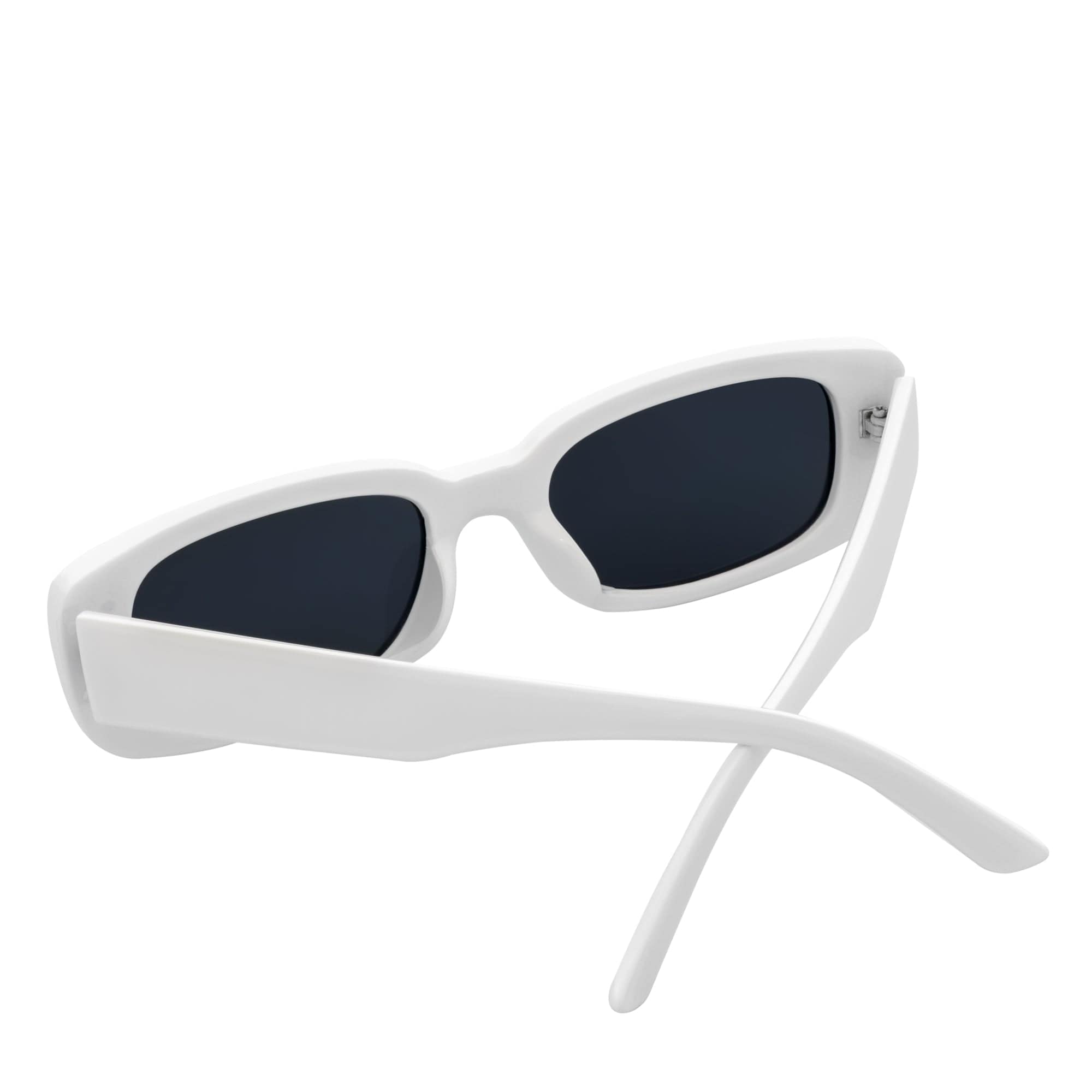 SLIM - Retro 90s Slim Small Rectangle Sunglasses White Smoke Tint