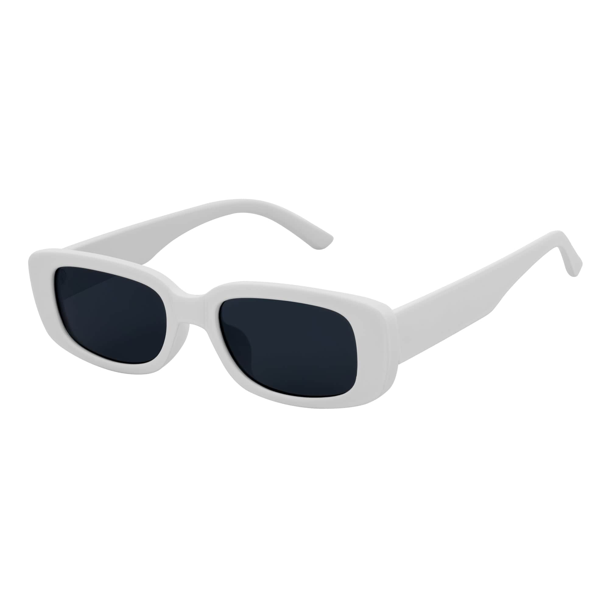 SLIM - Retro 90s Slim Small Rectangle Sunglasses White Smoke Tint