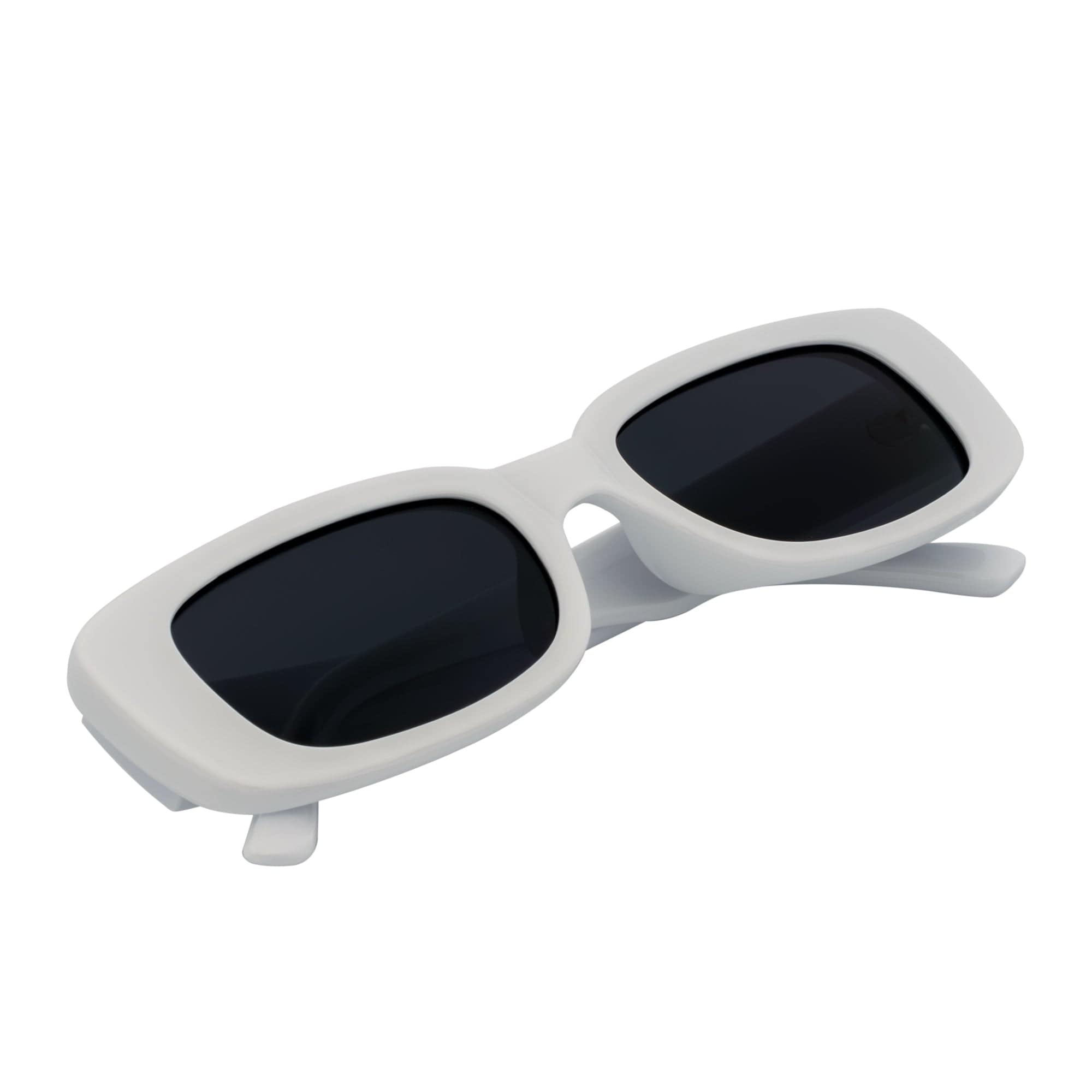 SLIM - Retro 90s Slim Small Rectangle Sunglasses White Smoke Tint