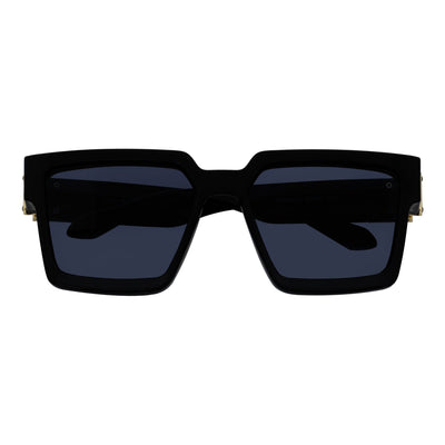 TWO BILLION - Large Fashion Square Horn Rimmed Sunglasses Gloss Black - Gold Smoke