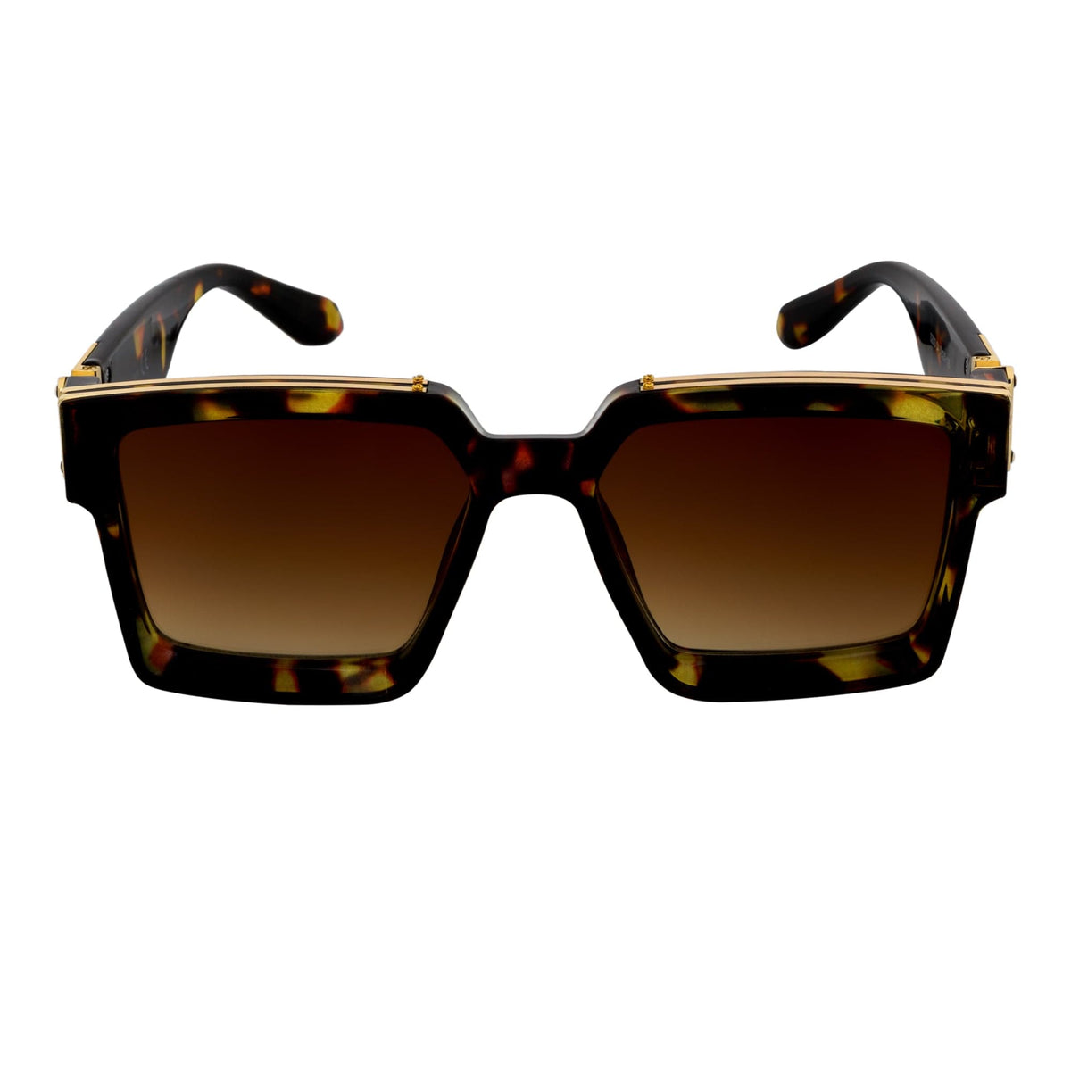 TWO BILLION - Large Horn Rimmed Square Fashion Sunglasses Tortoise Amber - Morspecs M1089-3
