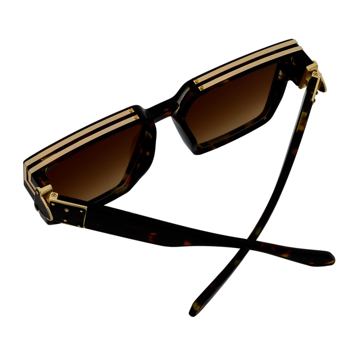 TWO BILLION - Large Horn Rimmed Square Fashion Sunglasses Tortoise Amber - Morspecs M1089-3
