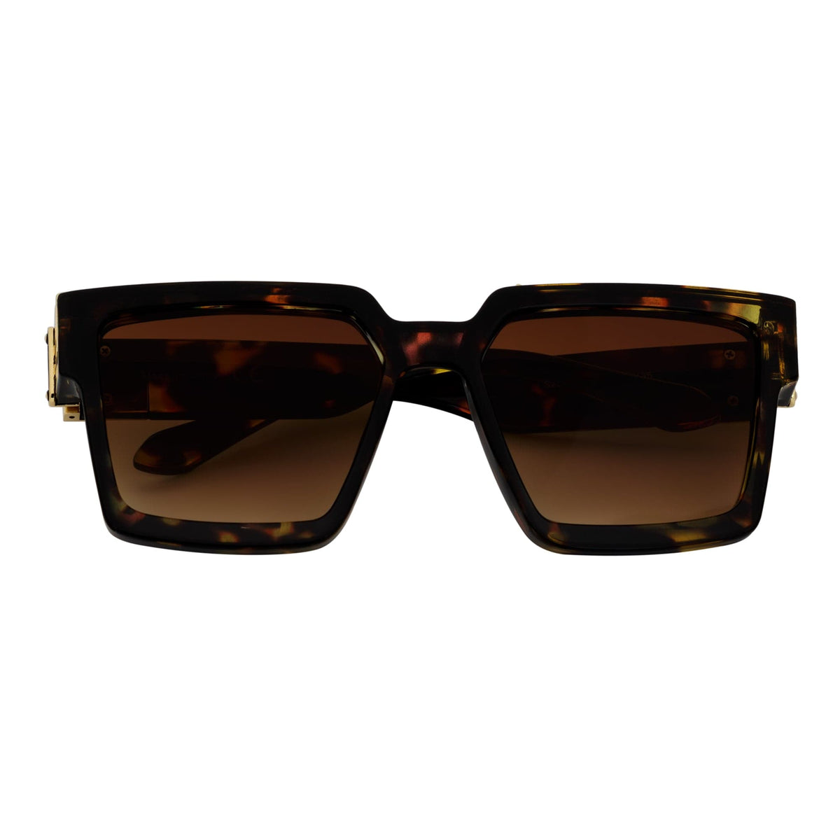 TWO BILLION - Large Horn Rimmed Square Fashion Sunglasses Tortoise Amber