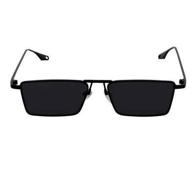 ZUIKO - Small Retro 90s Fashion Metal Rectangle Sunglasses Black Smoke Tint