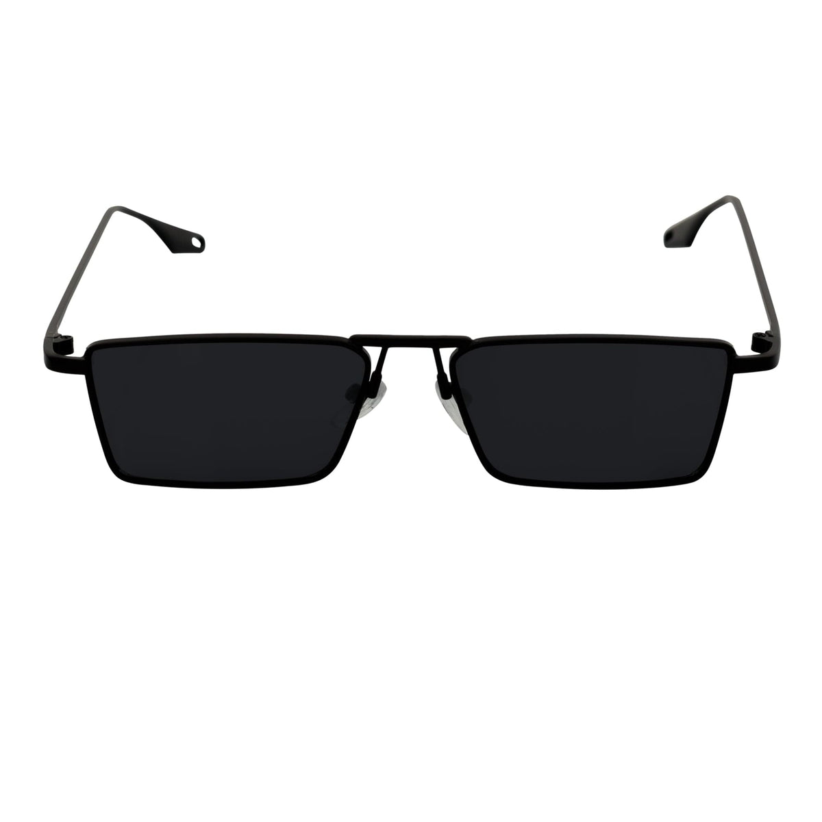 ZUIKO - Small Retro 90s Fashion Metal Rectangle Sunglasses Black Smoke Tint