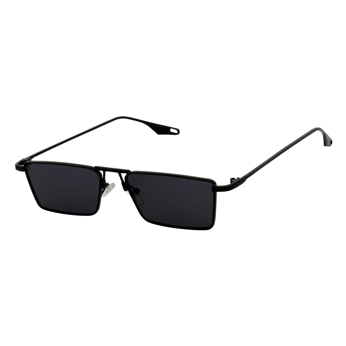 ZUIKO - Small Retro 90s Fashion Metal Rectangle Sunglasses Black Smoke Tint
