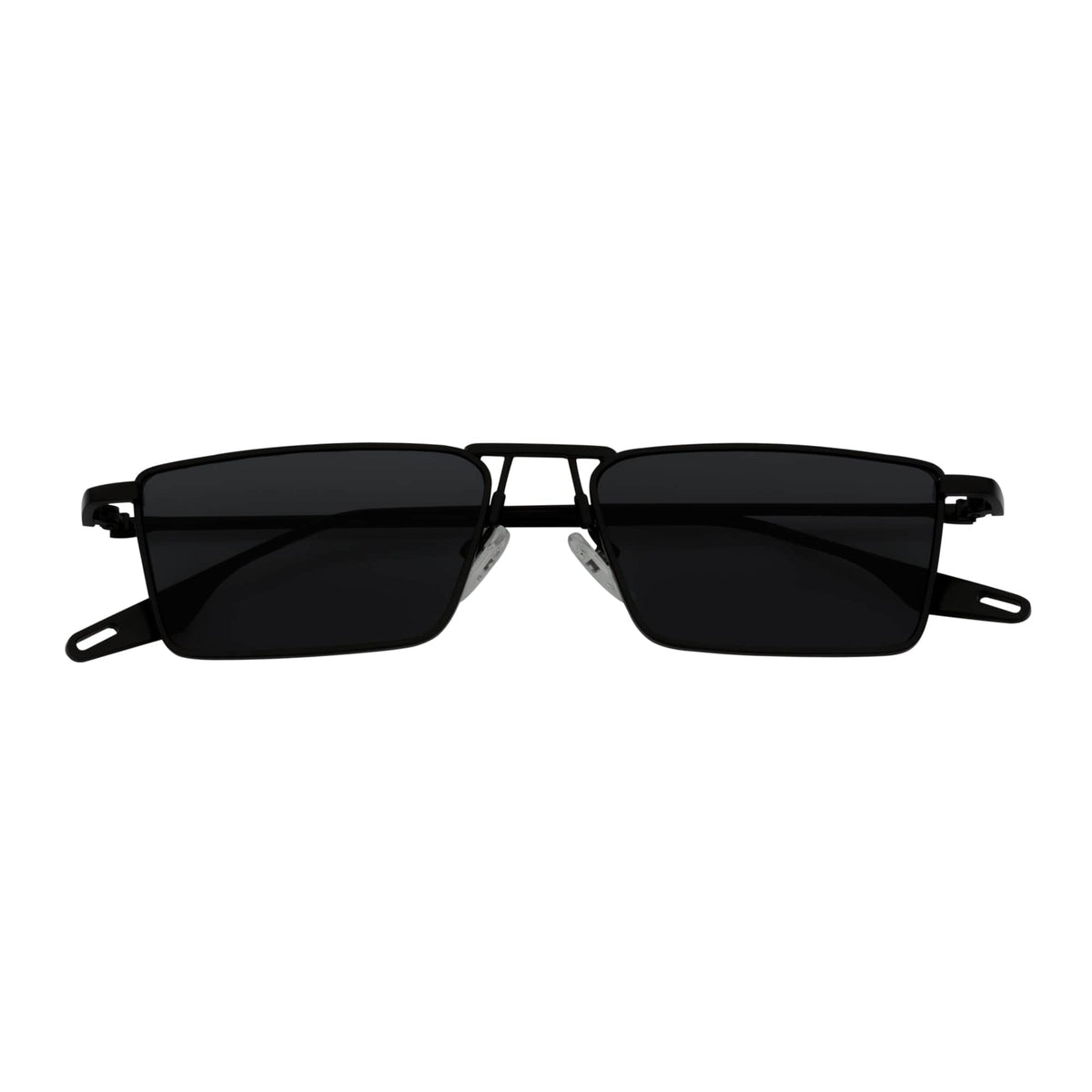 ZUIKO - Small Retro 90s Fashion Metal Rectangle Sunglasses Black Smoke Tint