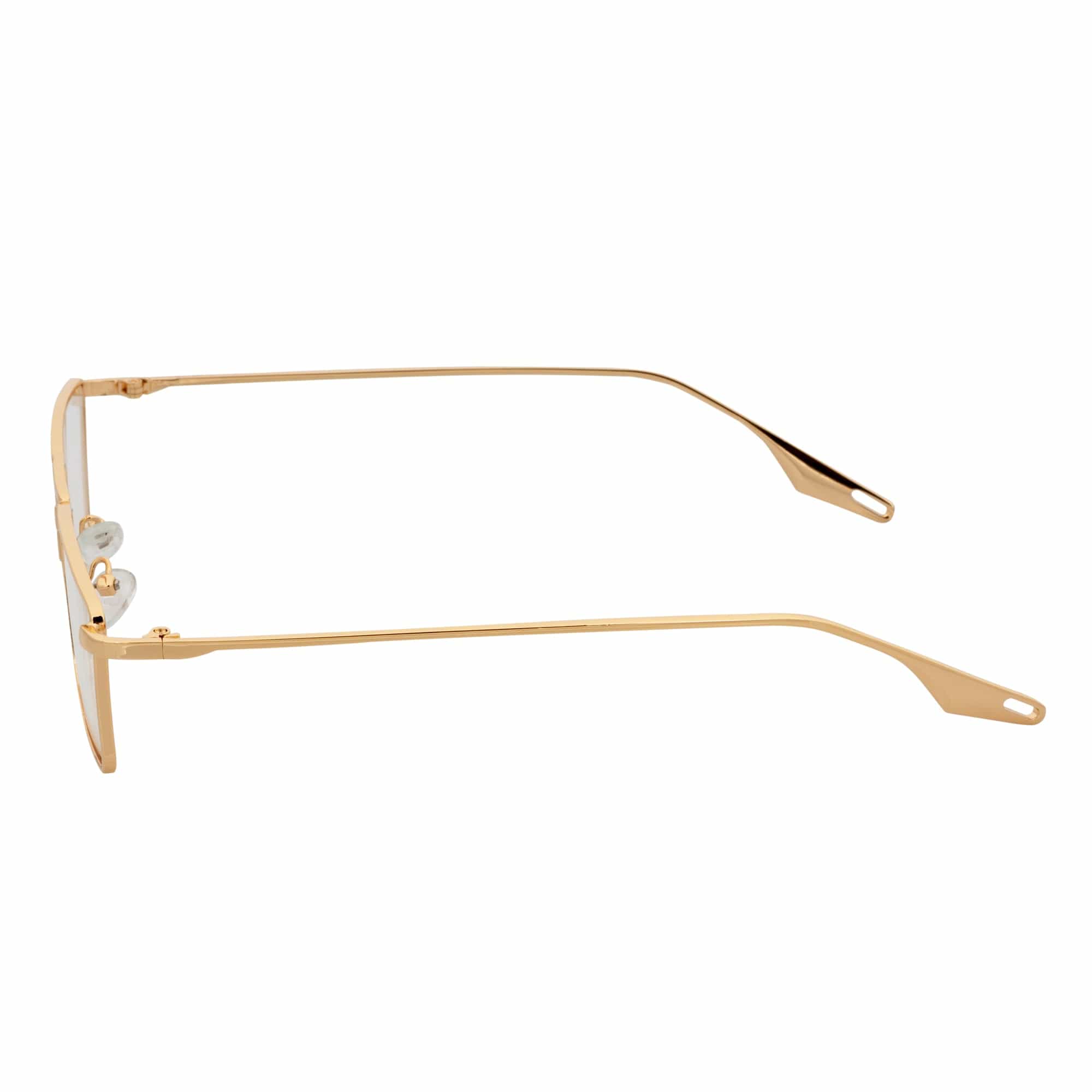 ZUIKO - Small Retro 90s Fashion Metal Rectangle Sunglasses Gold Clear Blue Light Lens