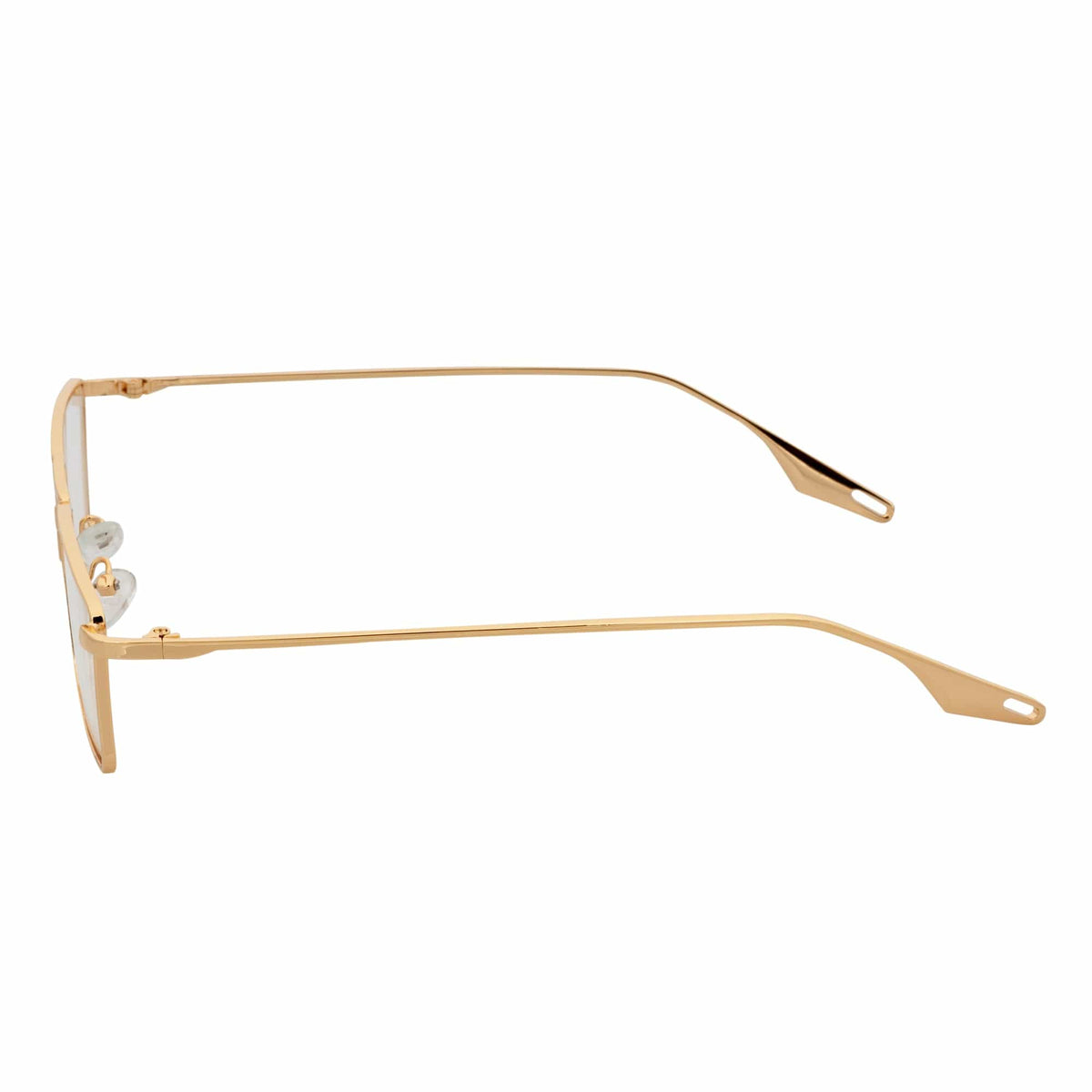 ZUIKO - Small Retro 90s Fashion Metal Rectangle Sunglasses Gold Clear Blue Light Lens