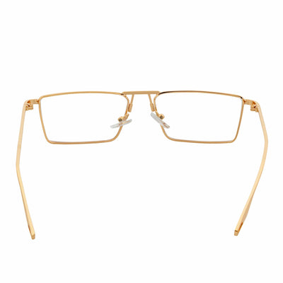 ZUIKO - Small Retro 90s Fashion Metal Rectangle Sunglasses Gold Clear Blue Light Lens