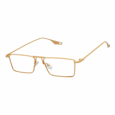 ZUIKO - Small Retro 90s Fashion Metal Rectangle Sunglasses Gold Clear Blue Light Lens