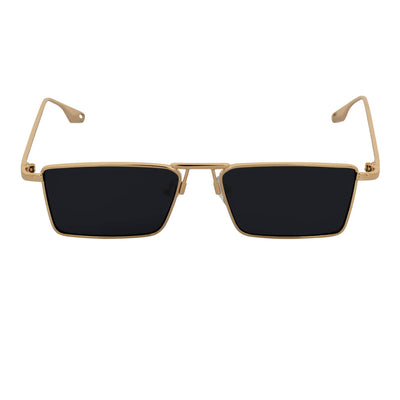 ZUIKO - Small Retro 90s Fashion Metal Rectangle Sunglasses Gold Smoke Tint