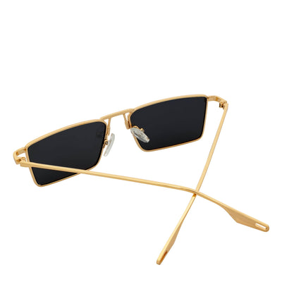 ZUIKO - Small Retro 90s Fashion Metal Rectangle Sunglasses Gold Smoke Tint - Morspecs M1092-3