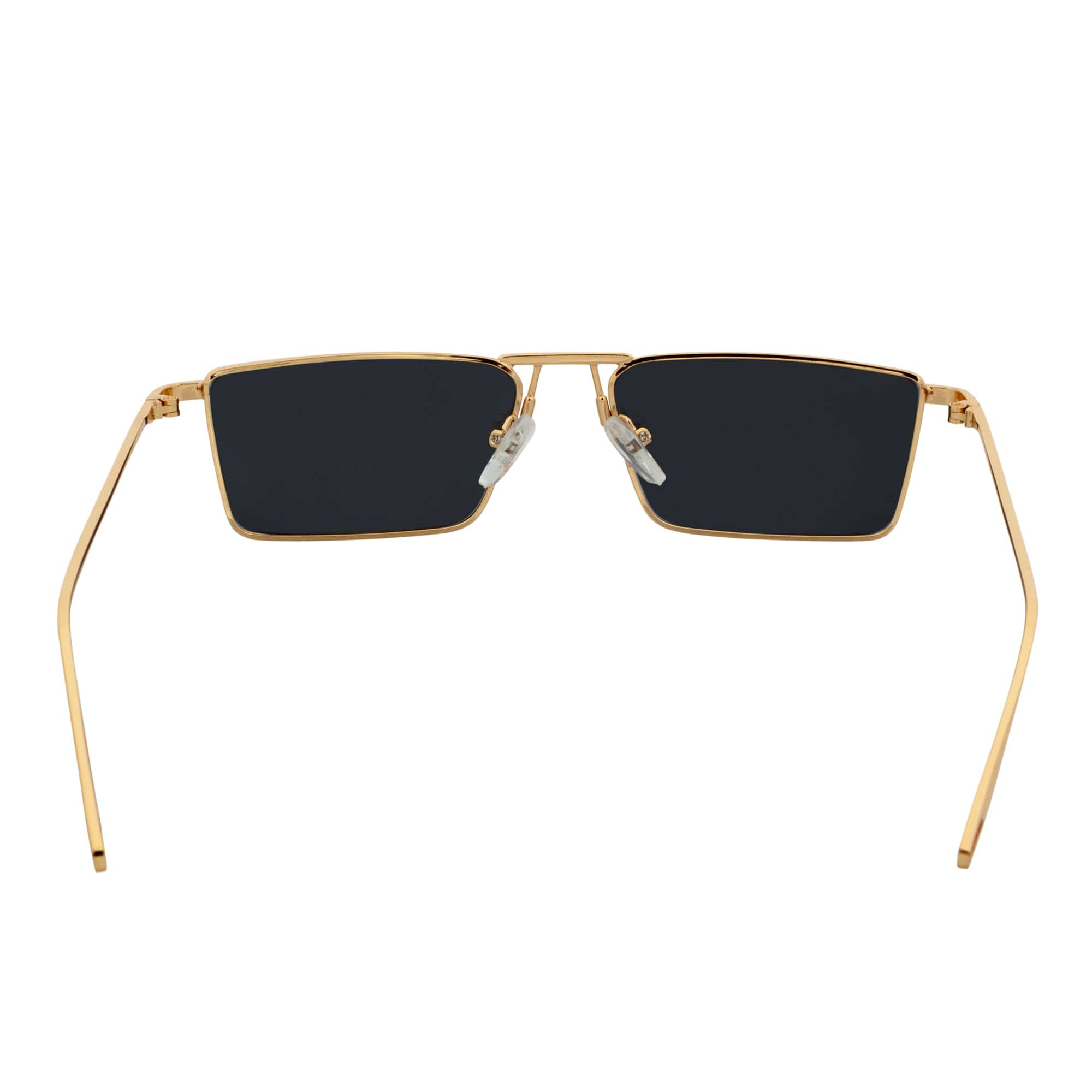 ZUIKO - Small Retro 90s Fashion Metal Rectangle Sunglasses Gold Smoke Tint - Morspecs M1092-3
