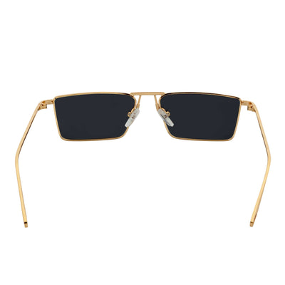 ZUIKO - Small Retro 90s Fashion Metal Rectangle Sunglasses Gold Smoke Tint - Morspecs M1092-3