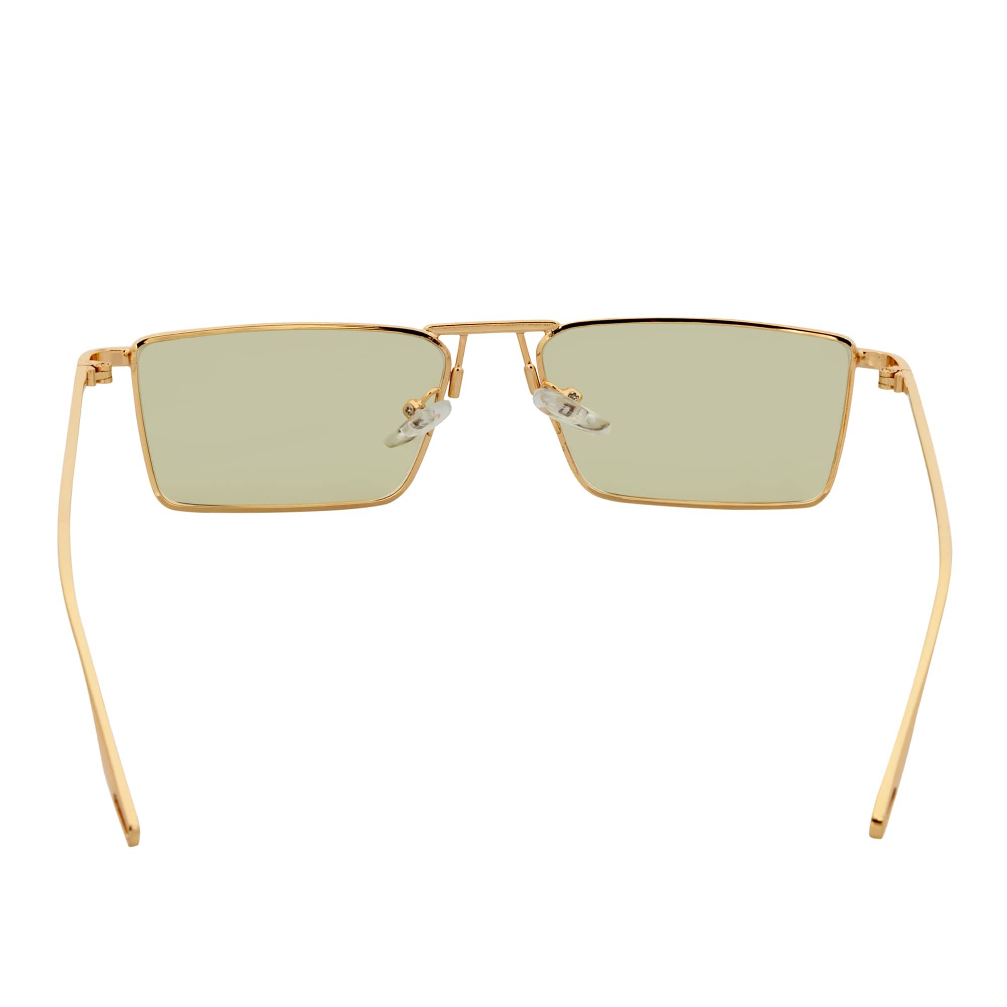 ZUIKO - Small Retro 90s Metal Rectangle Sunglasses Gold Yellow Driving Lens