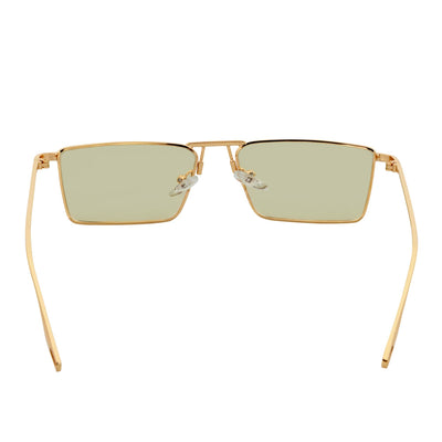 ZUIKO - Small Retro 90s Metal Rectangle Sunglasses Gold Yellow Driving Lens