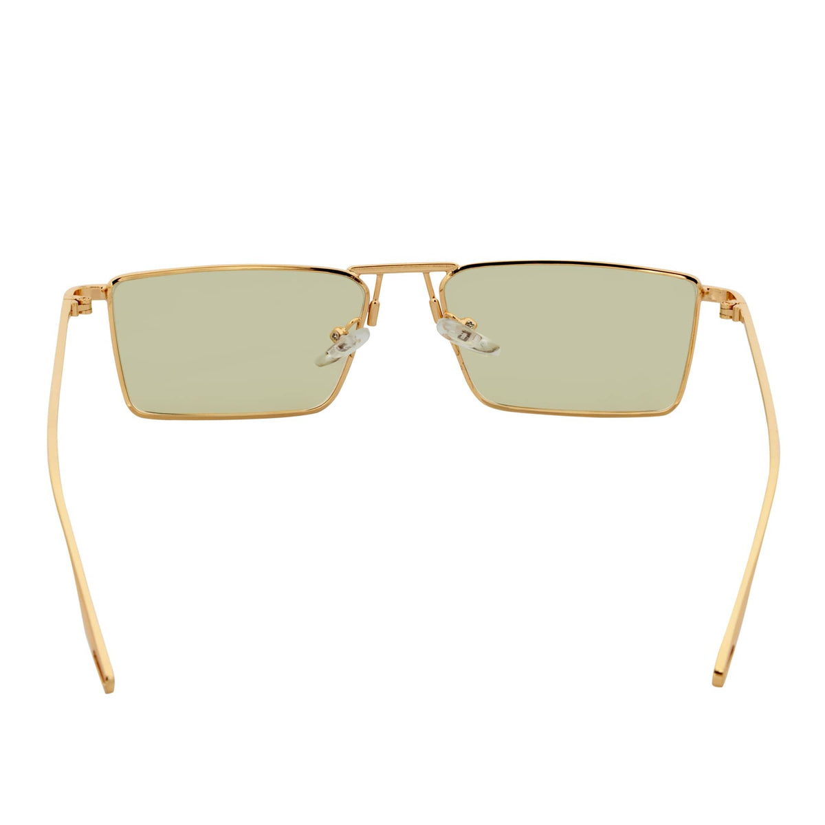 ZUIKO - Small Retro 90s Metal Rectangle Sunglasses Gold Yellow Driving Lens