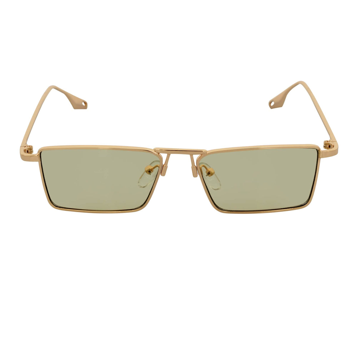 ZUIKO - Small Retro 90s Metal Rectangle Sunglasses Gold Yellow Driving Lens