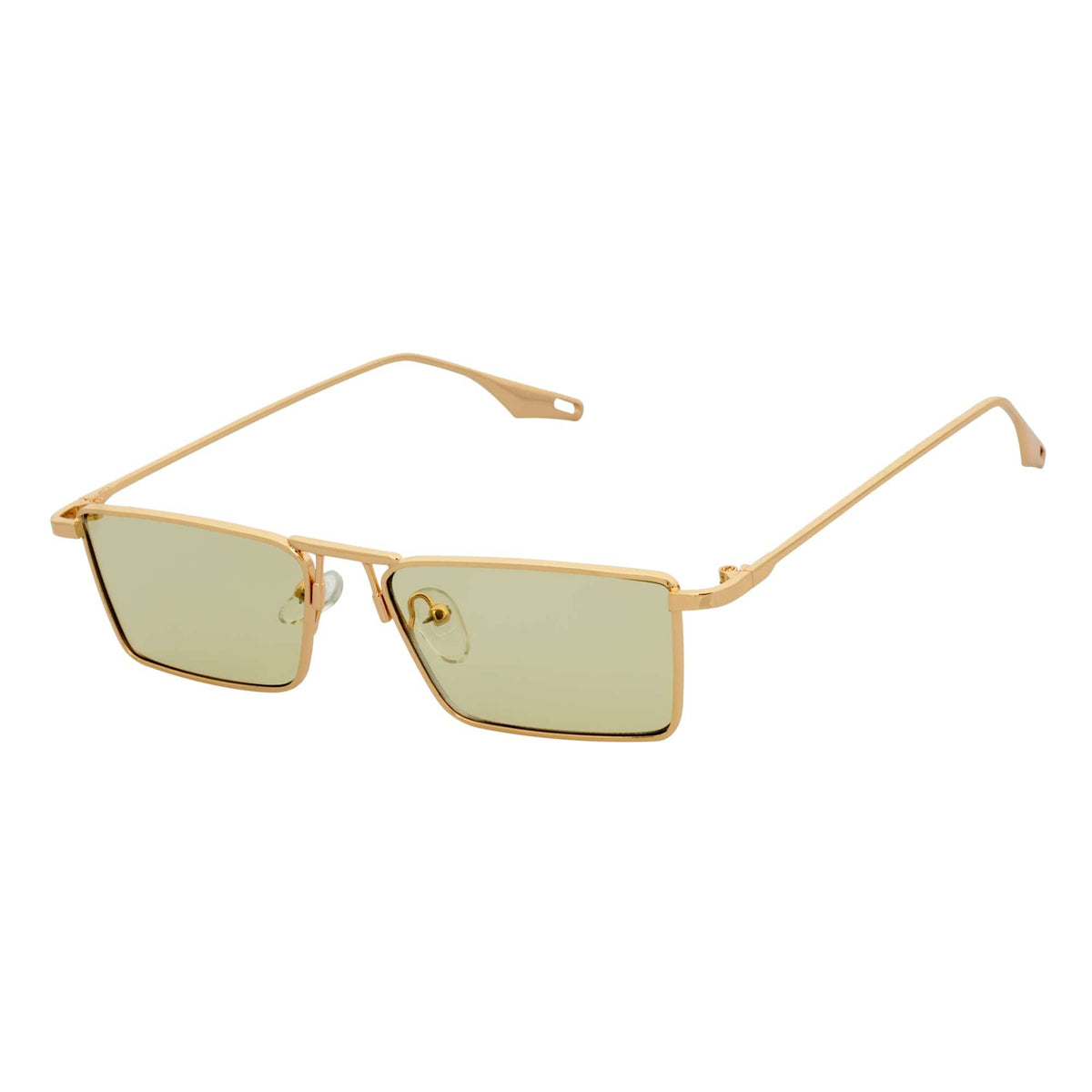 ZUIKO - Small Retro 90s Metal Rectangle Sunglasses Gold Yellow Driving Lens