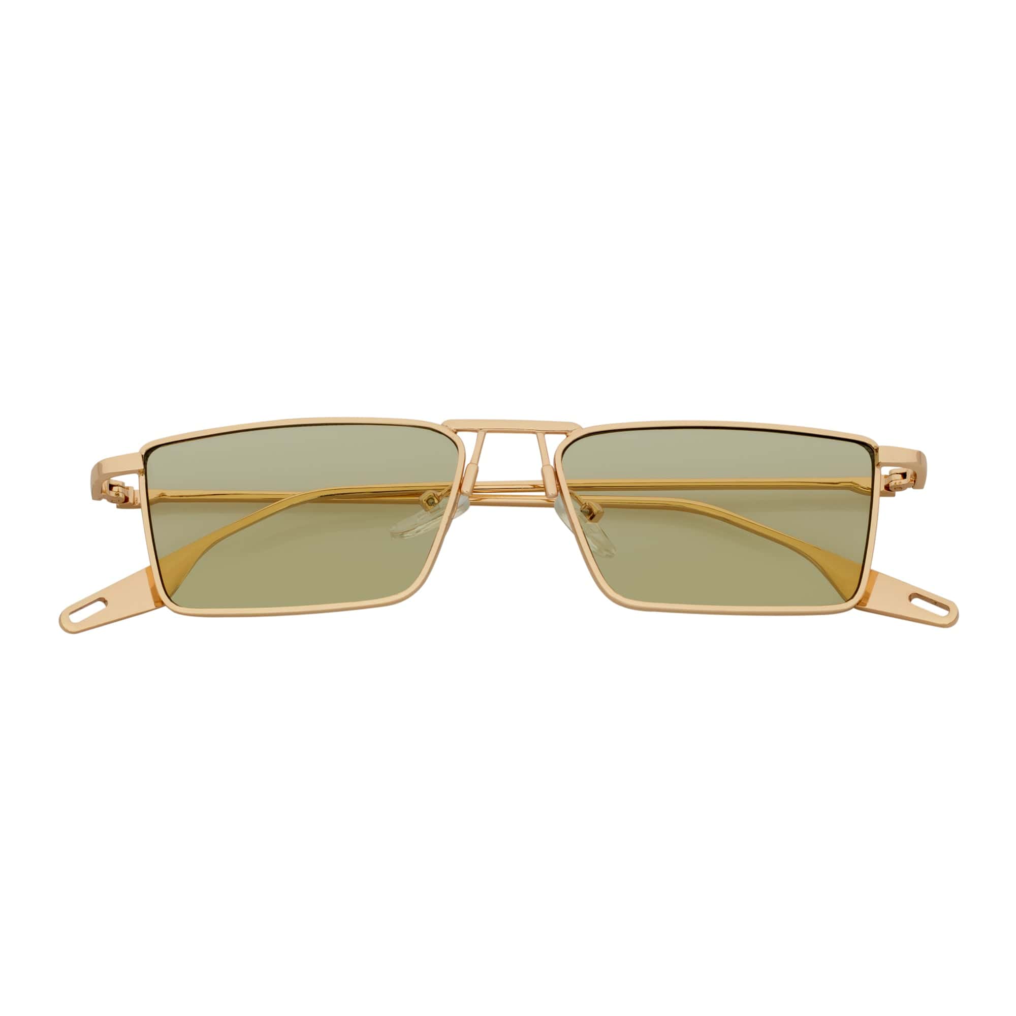 ZUIKO - Small Retro 90s Metal Rectangle Sunglasses Gold Yellow Driving Lens