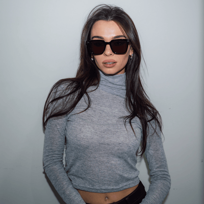 MYA - Polarized Womens Oversize 3 Pin Cat Eye Sunglasses Gloss Black Smoke