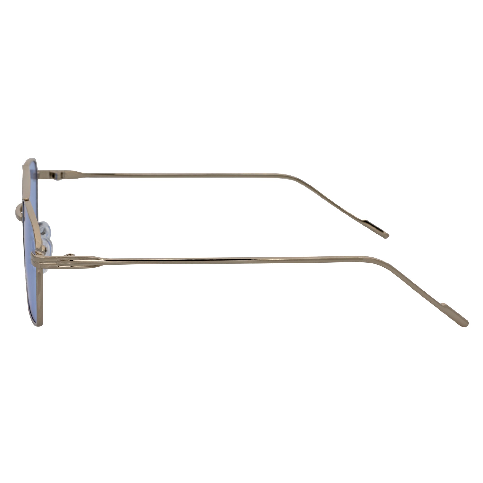 NEUMANN - Retro 90s Fashion Metal Small Rectangle Silver Sunglasses Blue Lens