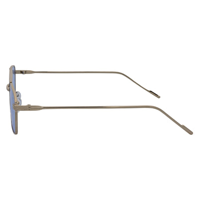 NEUMANN - Retro 90s Fashion Metal Small Rectangle Silver Sunglasses Blue Lens