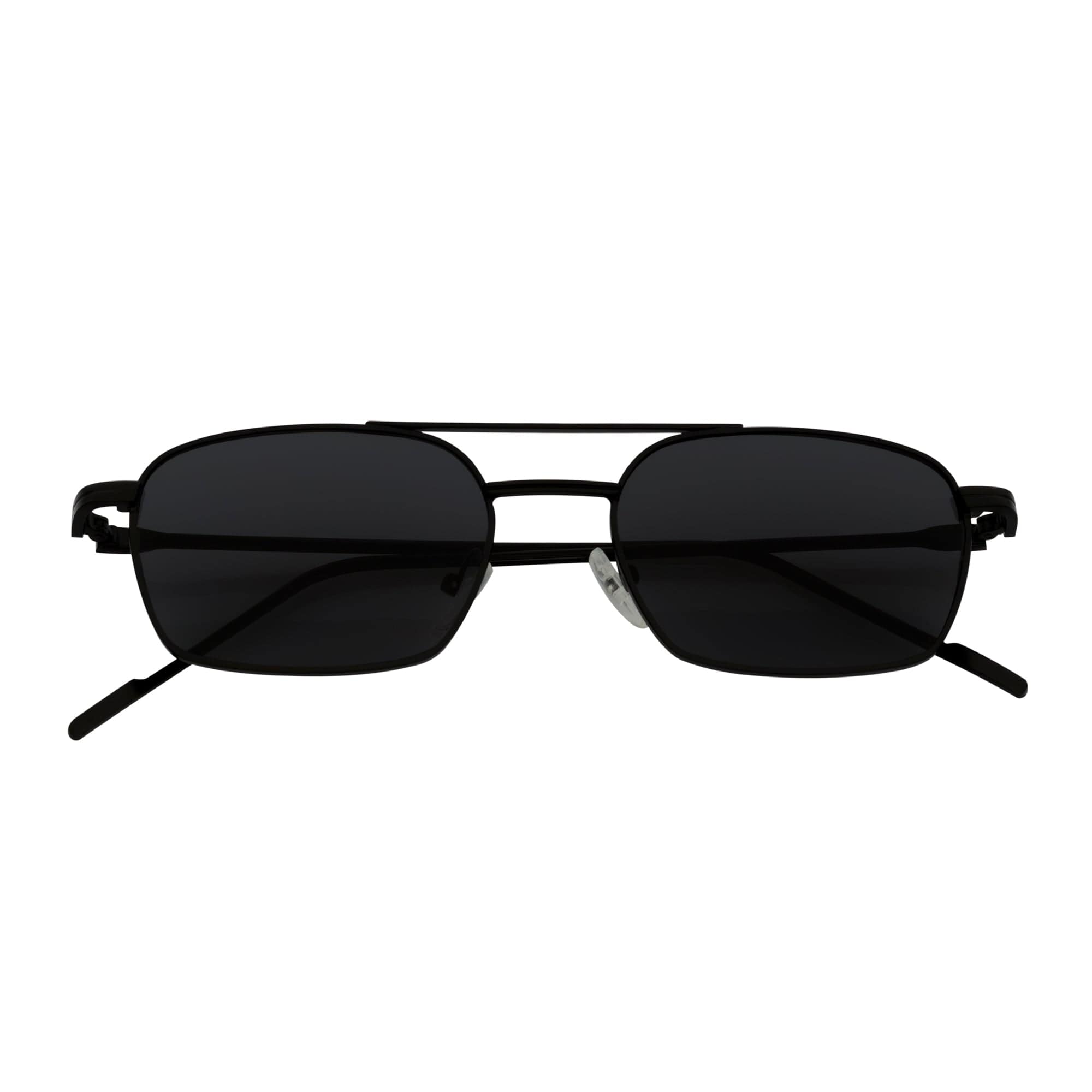 NEUMANN - Retro 90s Fashion Metal Small Rectangle Sunglasses Black Smoke