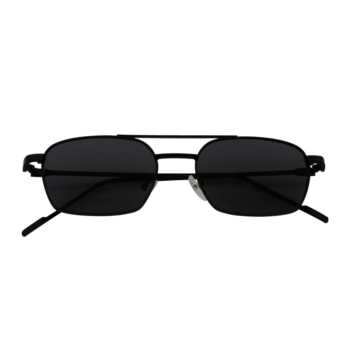 NEUMANN - Retro 90s Fashion Metal Small Rectangle Sunglasses Black Smoke