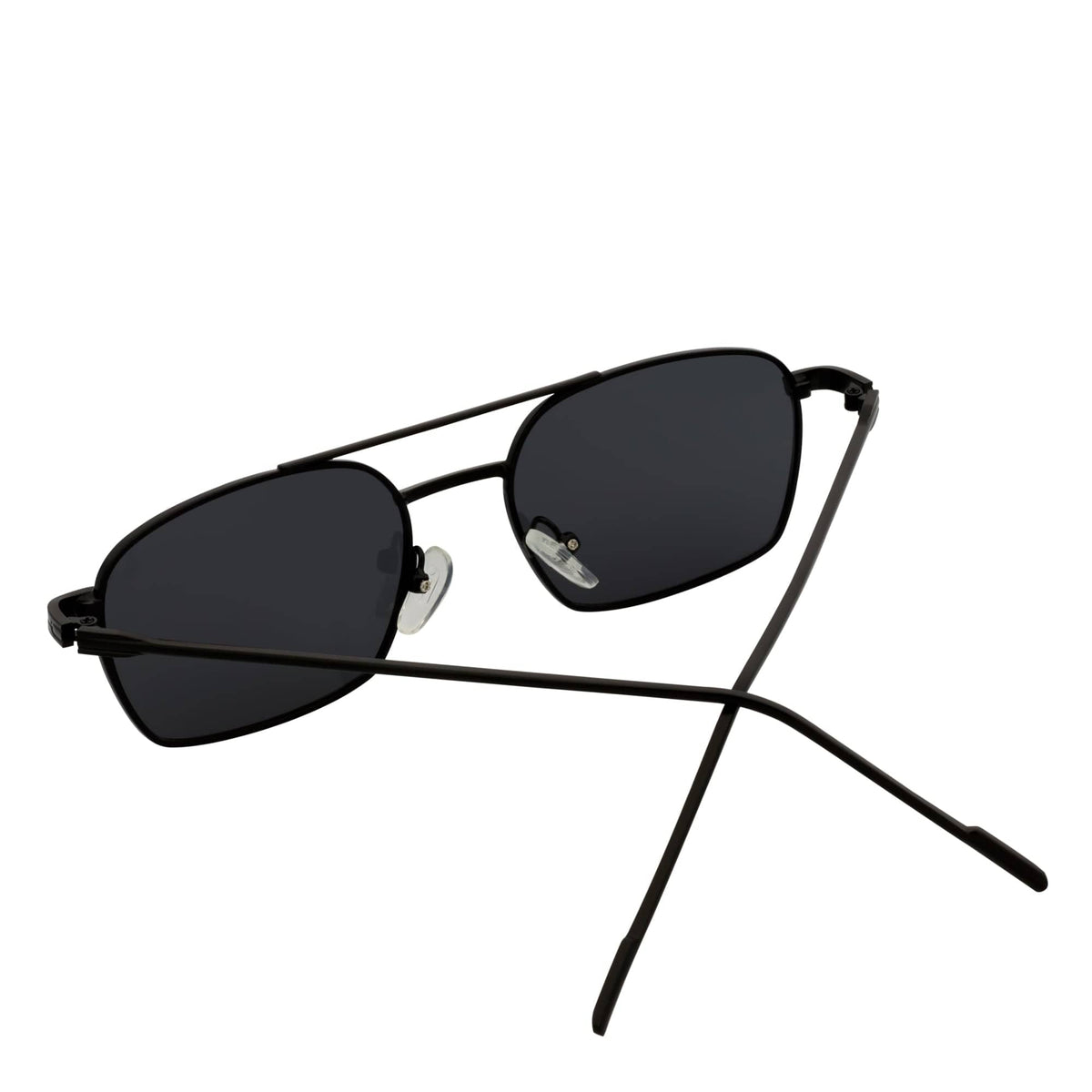 NEUMANN - Retro 90s Fashion Metal Small Rectangle Sunglasses Black Smoke