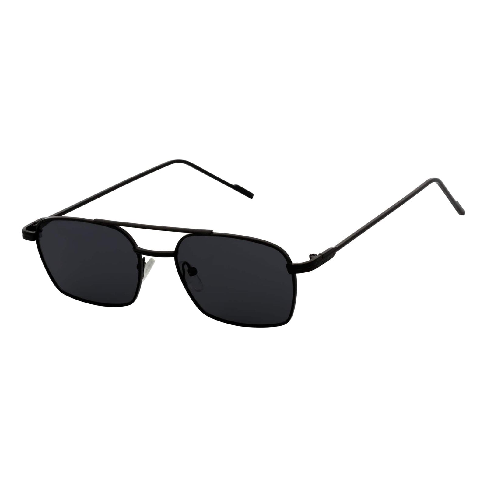 NEUMANN - Retro 90s Fashion Metal Small Rectangle Sunglasses Black Smoke