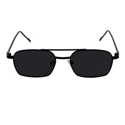 NEUMANN - Retro 90s Fashion Metal Small Rectangle Sunglasses Black Smoke